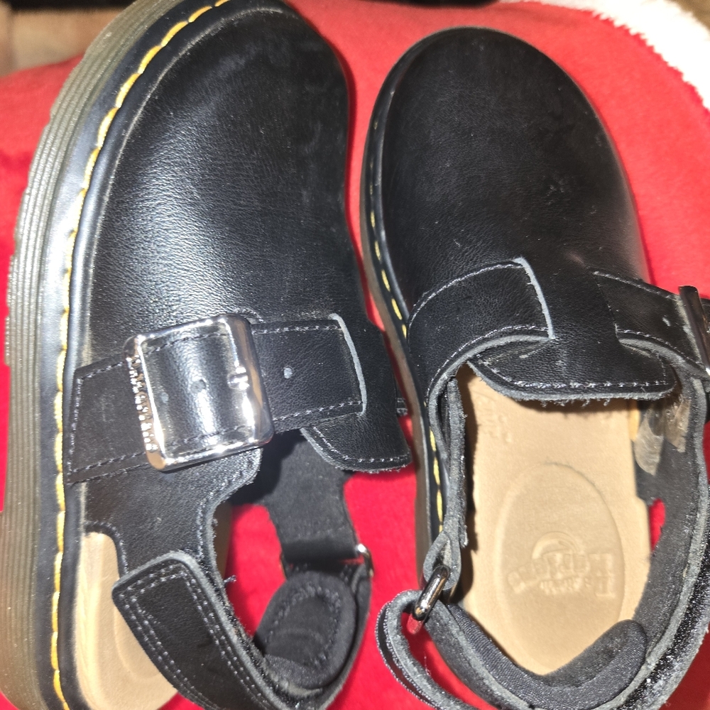 Dr. Martens Black Kids Shoes with Silver Buckle